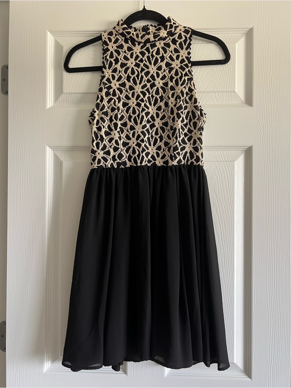 Altar'd State Black Dress with Cream Lace Trim